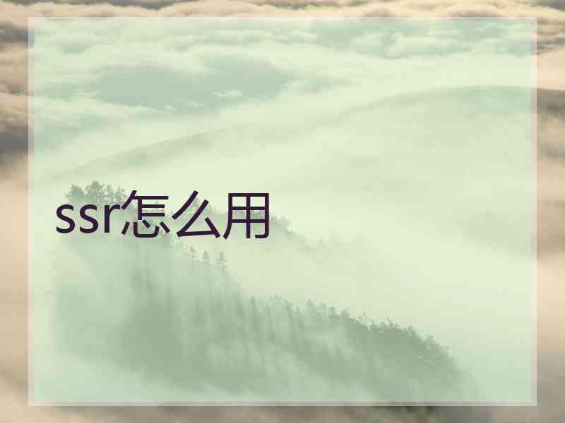 ssr怎么用